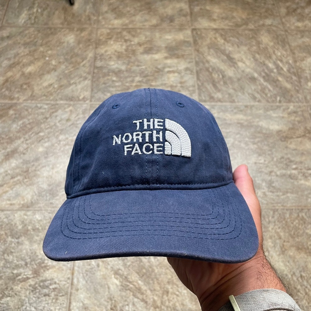 The North Face Navy Blue Cotton Embroidered Logo Adjustable Strapback Hat Cap